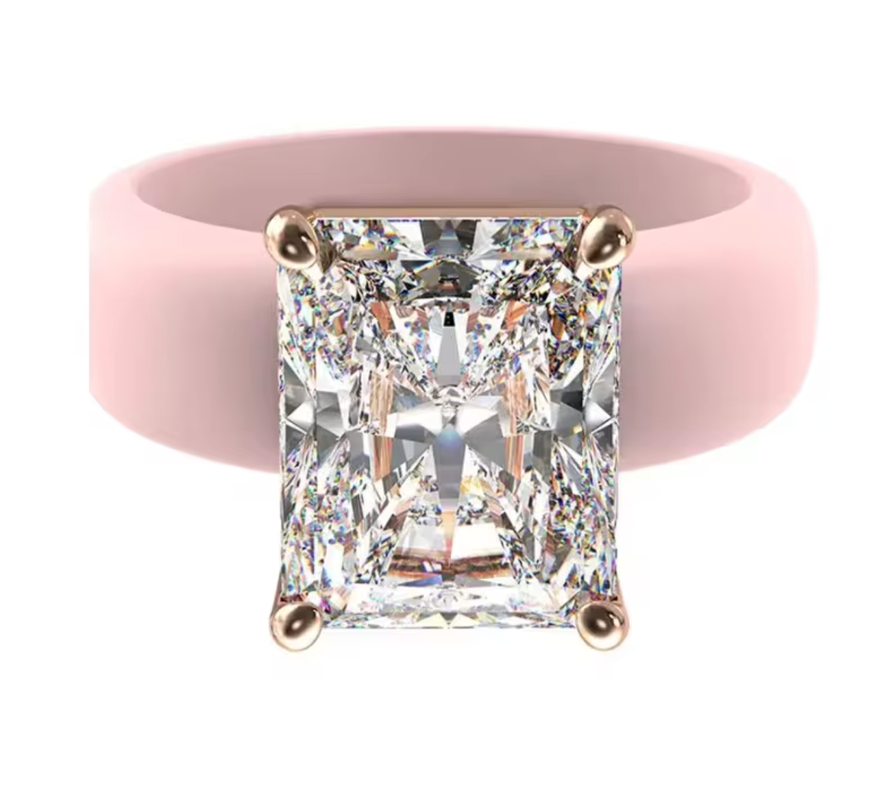 Silicone Ring with Large Rectangle CZ Stone