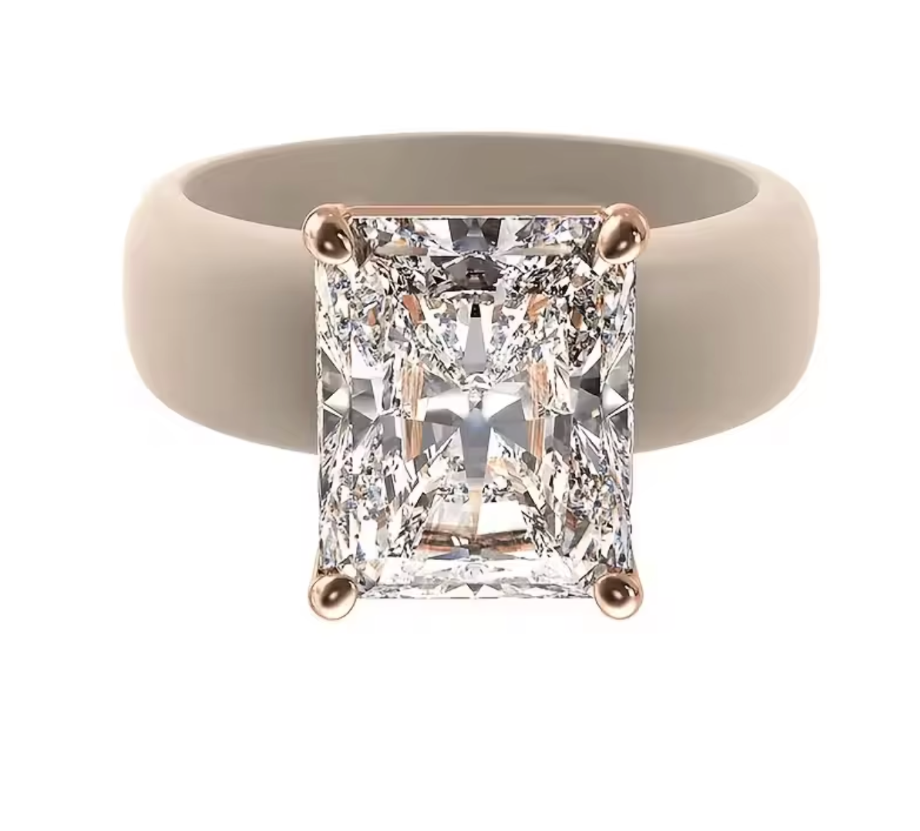 Silicone Ring with Large Rectangle CZ Stone