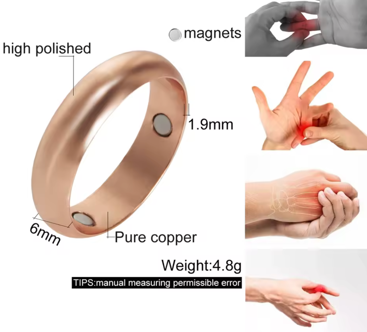 Vinterly Pure Copper Rings