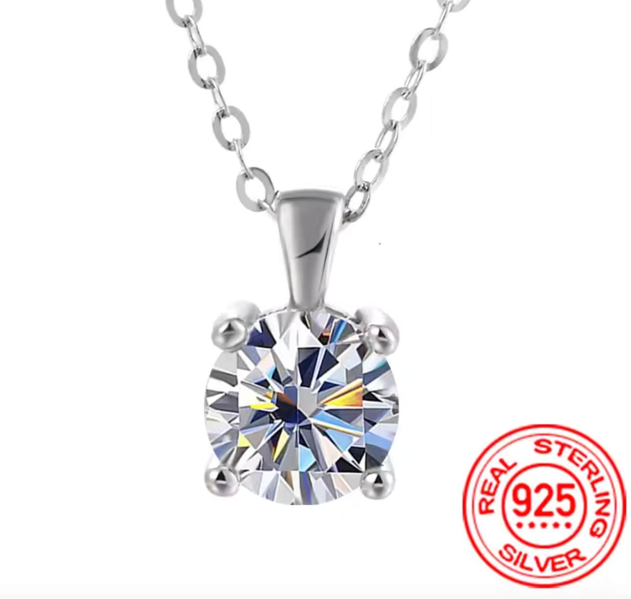 Classic Four Prong 1ct Moissanite Necklace