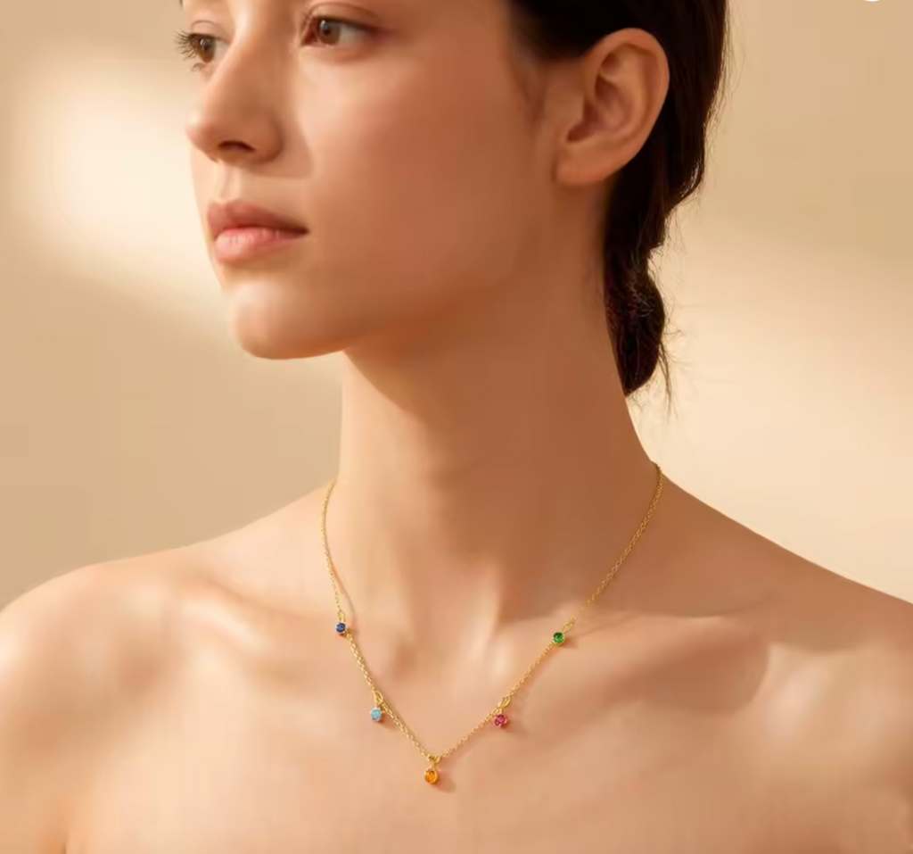 Colourful Stones Golden Necklace