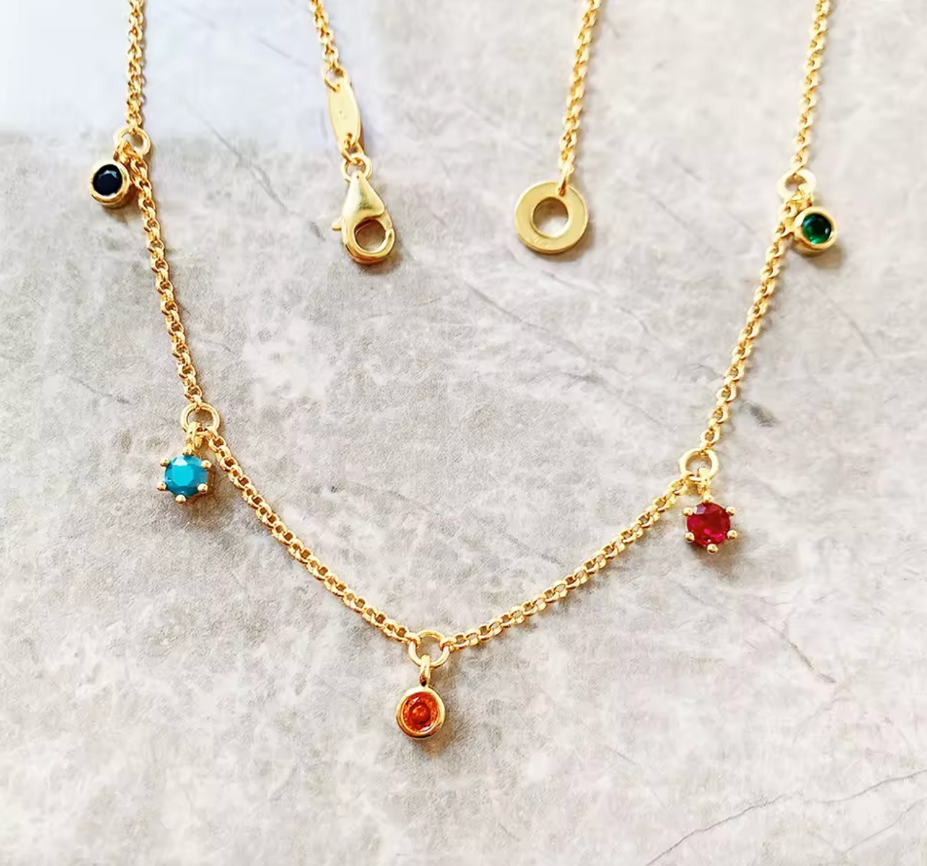 Colourful Stones Golden Necklace