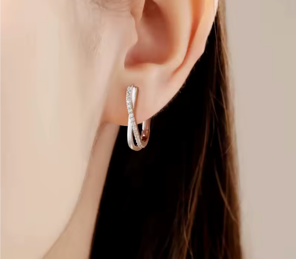 925 Sterling Silver Twisted Line Hoop Earrings
