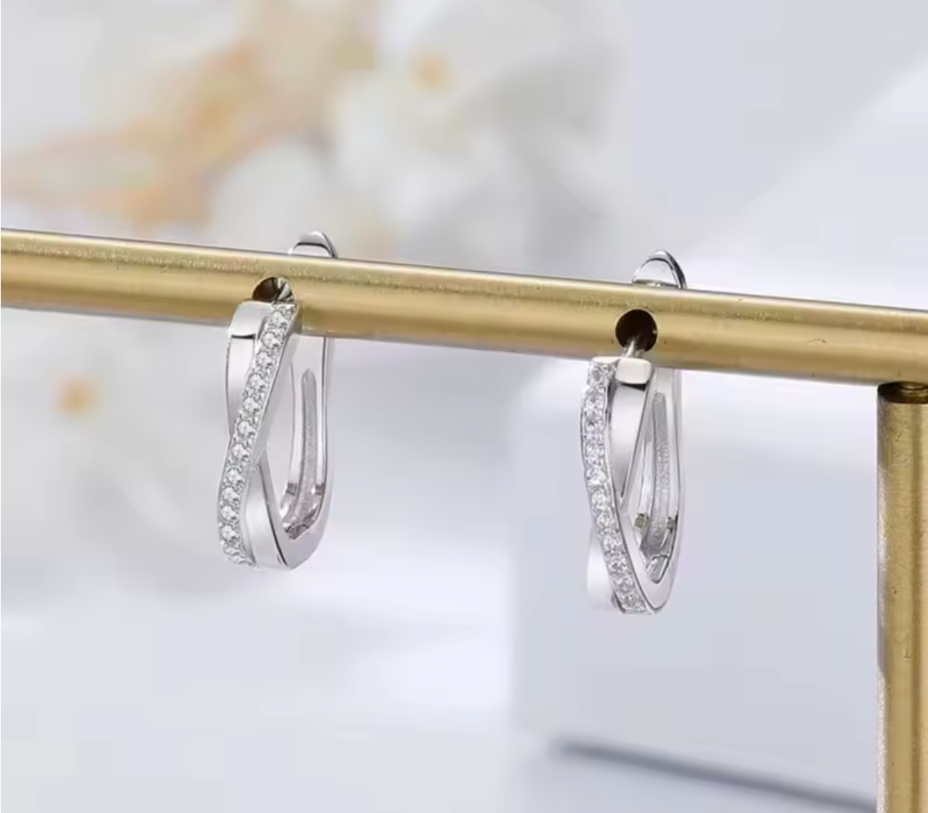 925 Sterling Silver Twisted Line Hoop Earrings